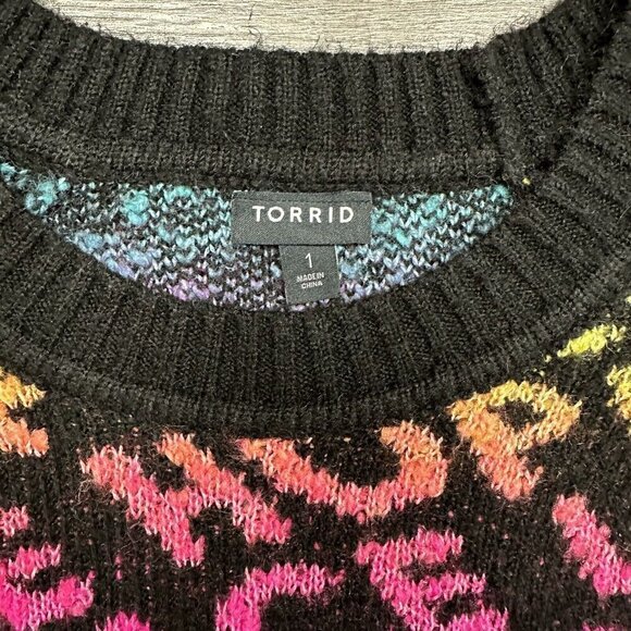 Torrid Peace Love Hope Vegan Cashmere Pullover Crew Sweater Women's Size 1 - Picture 3 of 5